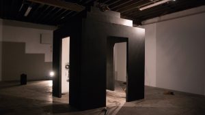 Installation view at 126 Artist-Run Gallery of Richard Proffitt The Short Cut: Don’t follow the Black Dog (2017). Photo Credit: Jonathan Sammon.
