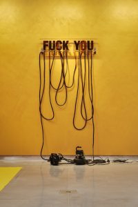 Andrei Molodkin, Fuck You (2011), as part of ‘How to say it the way it is!’. Rua Red Gallery. Photo credit: Ros Kavanagh