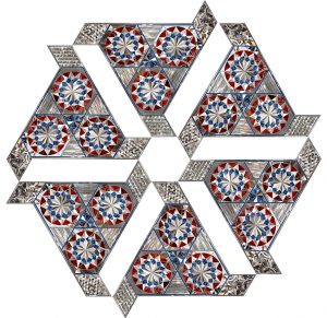 Monir Shahroudy Farmanfarmaian, Group 9 (Convertible Series), 2010, Mirror and reverse glass painting on plaster and wood, Variable configurations (150 x 150 cm). Courtesy the artist and The Third Line, Dubai.