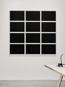 Night Drawings (‘A Throw of the Dice will Never Abolish Chance’, Stéphane Mallarmé) (2019) 12 prints of Hahnemühle paper from an ongoing series of inked out poems, 2008-2019, Walker and Walker, Nowhere without no(w), installation view, IMMA. Photo: Ros Kavanagh.