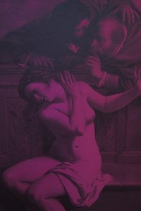 Zara Sargent, After Gentileschi - 'Susanna and the Elders' - Boys Will Be Boys... If You Let Them, Silksreen & Blind Embossment, 2019. Image courtesy of the writer.