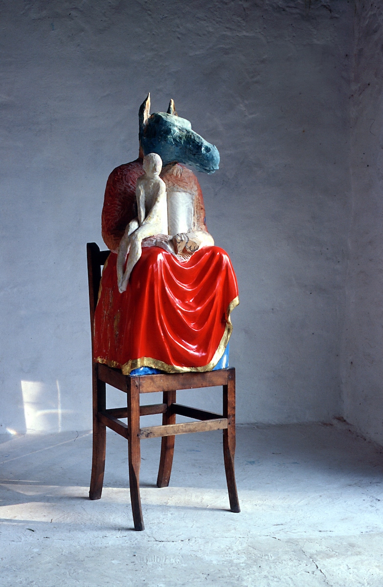 Janet Mullarney, Domestic Gods I, 1997, Wood, mixed media, chair gold leaf, 145 x 43 x 39 cm, IMMA Collection: Donation, 2018