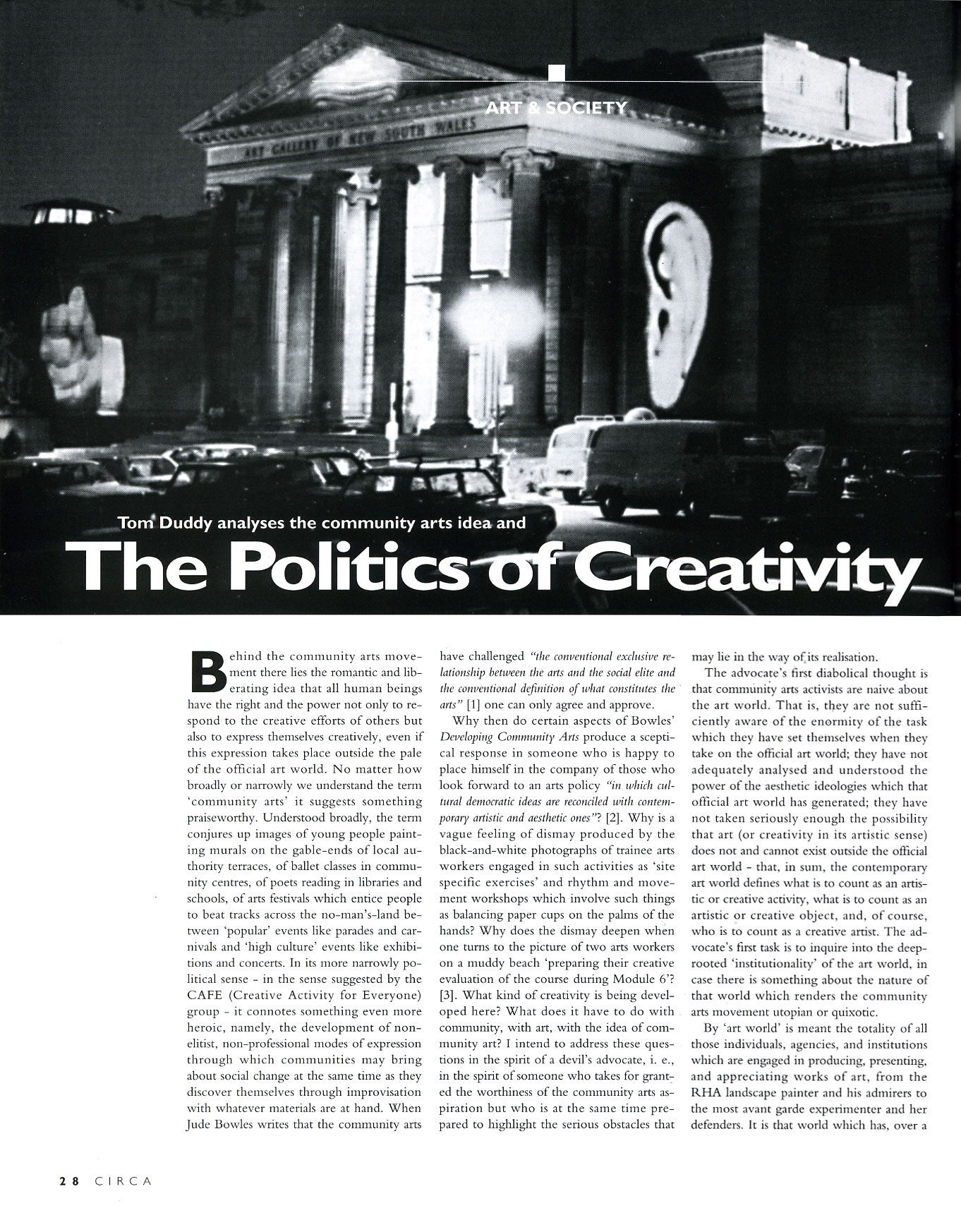 Circa Art Magazine, Issue 67, Spring 1994, p. 28