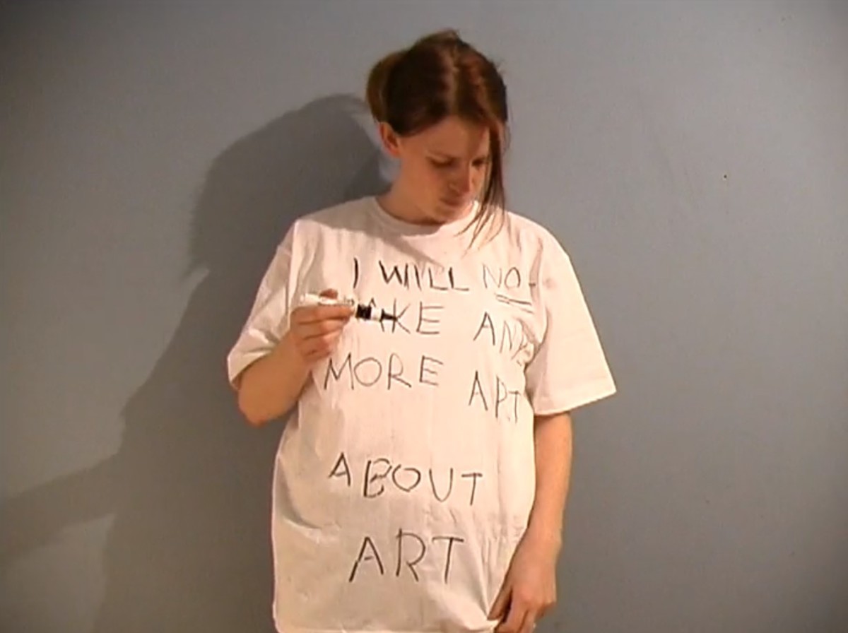 Isabel Nolan, Sloganeering 1-4, 2001, Video, 4 min, Collection Irish Museum of Modern Art, Purchase, 2002.
